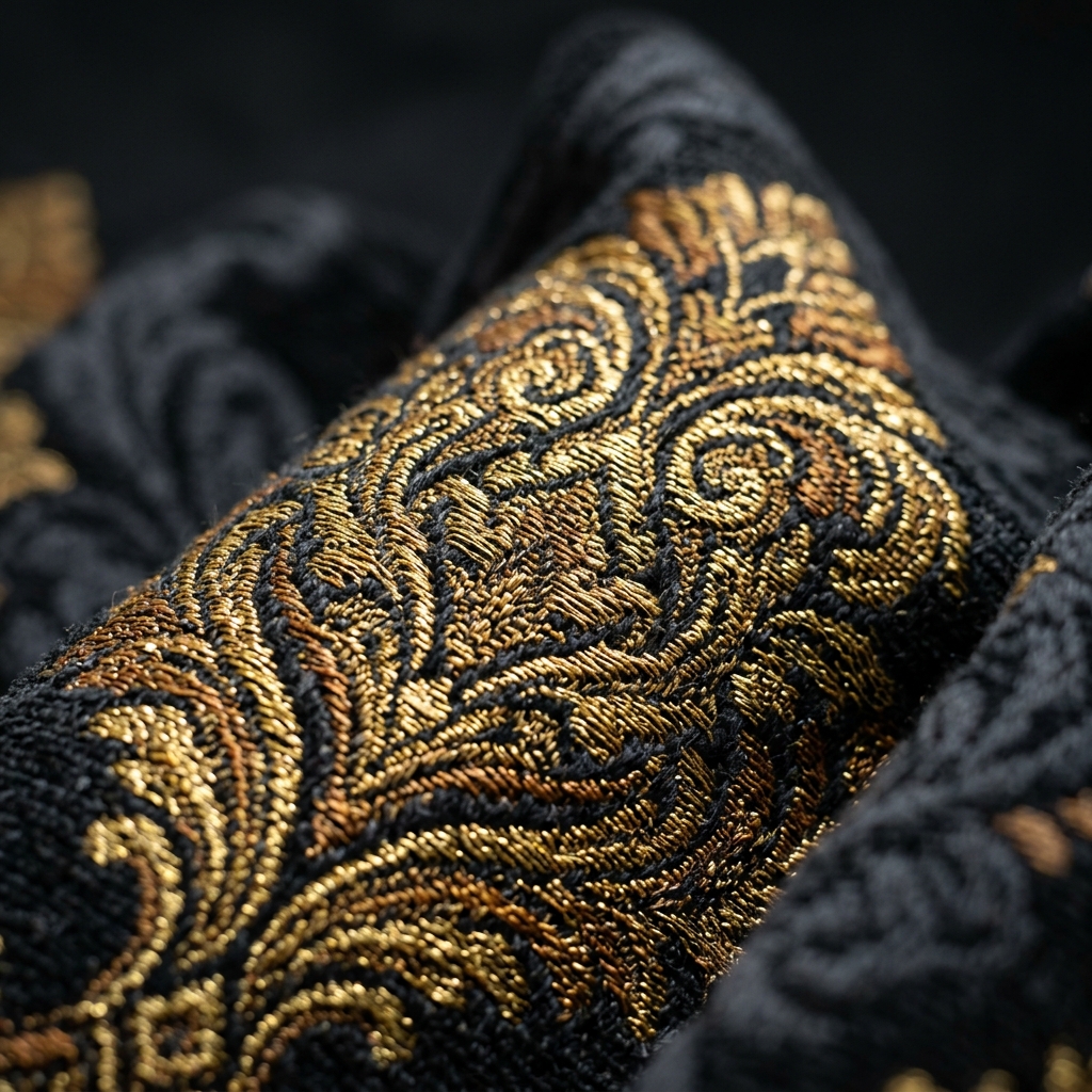 Close up macro shot of high quality intricately woven curtain fabric