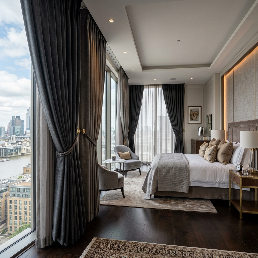 Beautifully draped premium blackout curtains